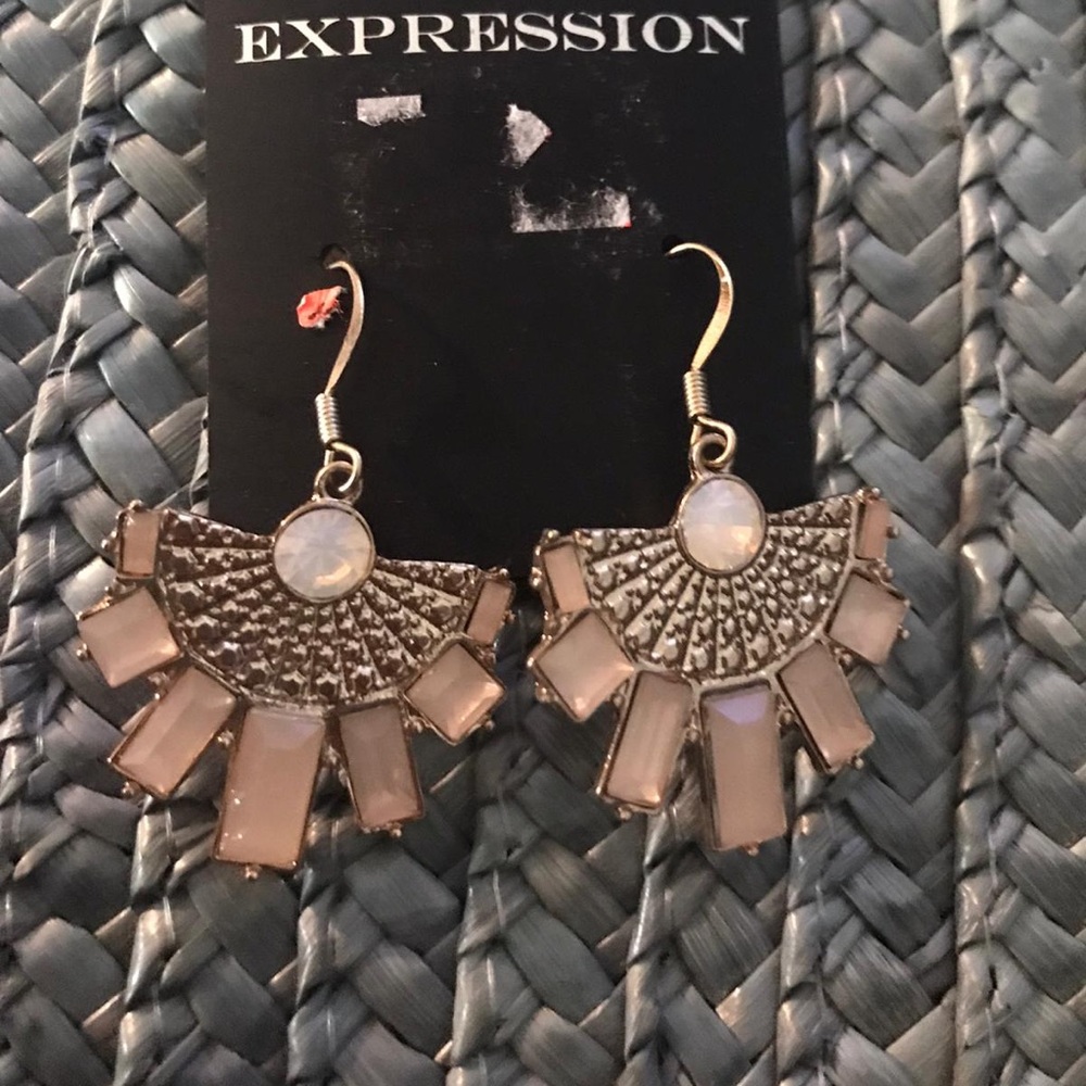 2/$30 Expression earrings gold with baby pink ston